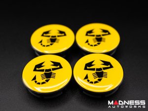 FIAT 500 Center Caps - Yellow with Black Scorpion